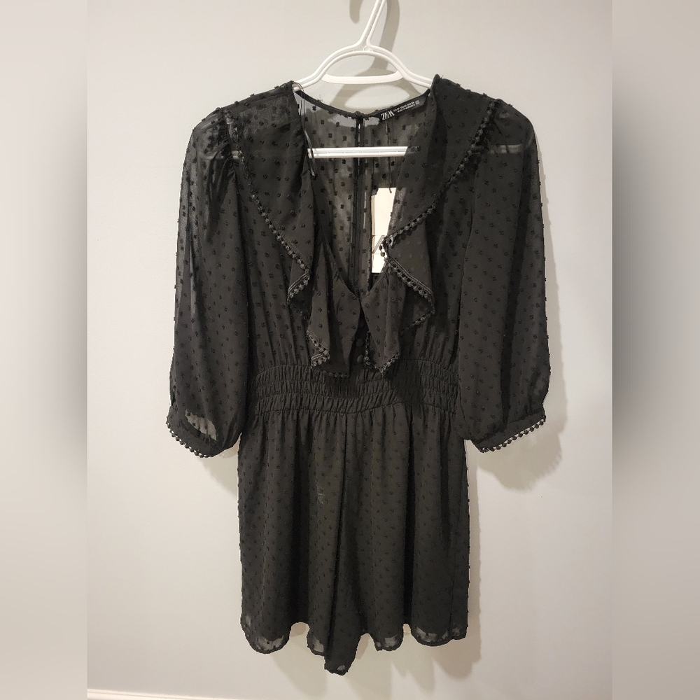 Zara Black Sheer Short Jumpsuit